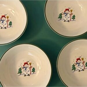 4 Pfaltzgraff “Snow Village”  bowls. 6.25”